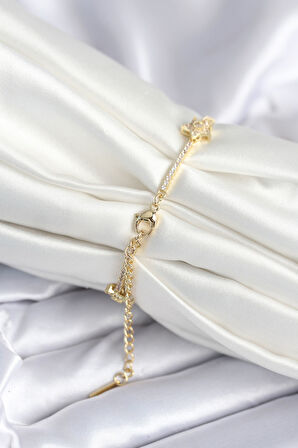Pirinç Gold Renk Yıldız Model Kadın Bileklik - TJ-BB7986