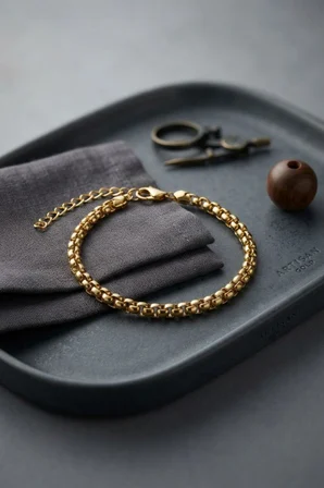 316L Çelik Gold Renk Box Zincir Model Erkek Bileklik TJ-EB3811