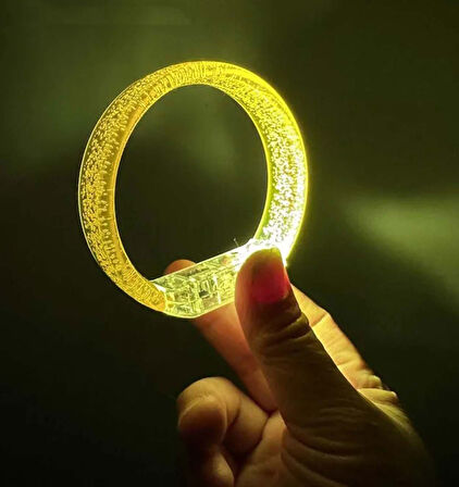 Sarı Led Işıklı Baskı Yapılabilen Pilli Bileklik Bilezik 1,5 cm Genişlik