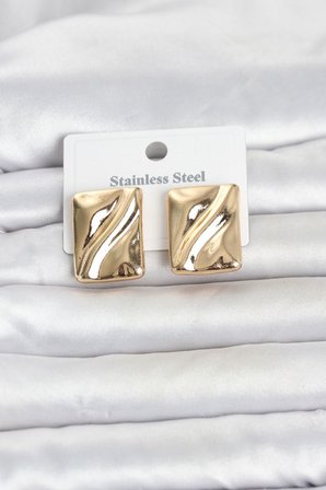 316L Çelik Gold Renk Plaka Model Kadın Küpe TJ-BKP11806