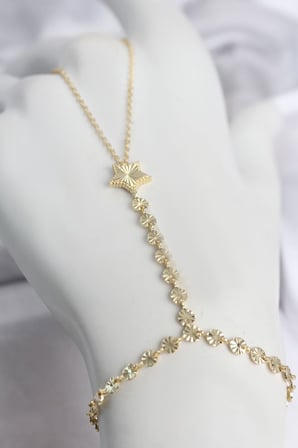Gold Renk Pirinç Lazerli Yıldız Model Zirkon Taşlı Şahmeran TJ-SN785