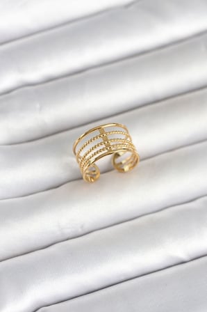 316L Çelik Gold Renk Vintage Model Kadın Yüzük - TJ-BYK4173