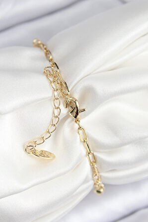 Pirinç Zirkon Taşlı İstiridye Model Gold Renk Kadın Bileklik - TJ-BB7773