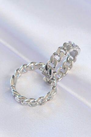 Pirinç Gümüş Renk Zincir Model Halka Küpe - TJ-BKP8971