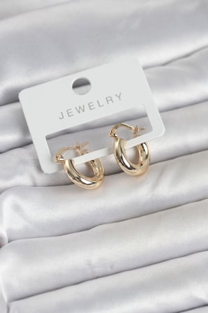 Gold Renk Pirinç Halka 15 mm Kadın Küpe - TJ-BKP11763