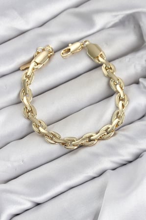 CM Kalın Zincir Model Gold Renk Pirinç Kadın Bileklik TJ-BB8600