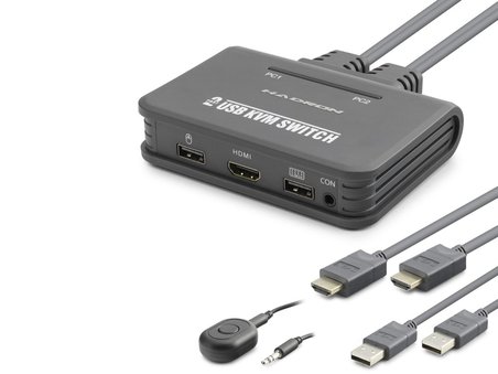 Hdmi Usb Kvm Switch 2 Port Hdmi 2 Port Usb Dahili Kablolu - Siyah HDX1361