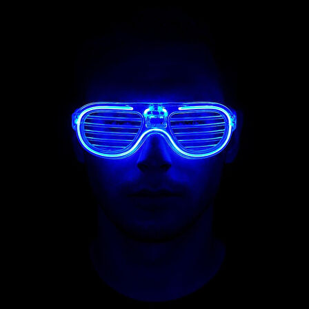 Mavi Led Işıklı Parti Gözlüğü - Neon Glow Gözlük 3 Modlu