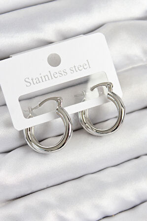 Pirinç Halka Model Gümüş Renk Kadın Küpe - TJ-BKP11009