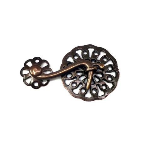 Antik Bakır 50 Adet Zamak Çengel Kilit 56x33 mm - Yuvarlak, Karşılıklı Mobilya, Dolap, Sandık, Kutu, Kapak Çengel Kilidi