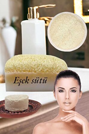 3'lü Gözenek Temizleme Sivilce Leke Ölü Deri Peeling Ruşur Taşı Masaj Etkili Lifli Eşek Sütlü Sabun