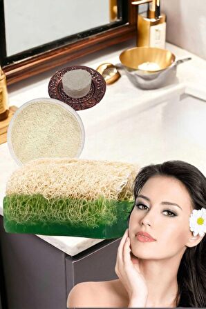 3'lü Gözenek Temizleme Sivilce Leke Akne Ölü Deri Peeling Ruşur Taşı Masaj Etkili Aloe Vera Sabun