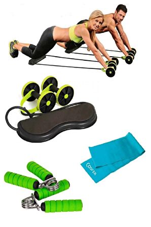 3'lü Set Ipli Tekerlekli Fitness Spor Aleti Pilates Bandı El Yayı Tüm Vücut Spor Aletleri