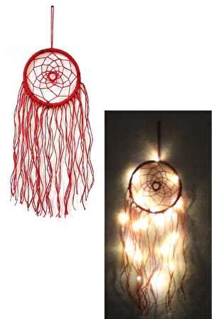 Led Işıklı Halat 16x50cm Düş Kapanı Rüya Yakalayan Rüya Avcısı Dreamcatcher Huzur Mutluluk Halkası