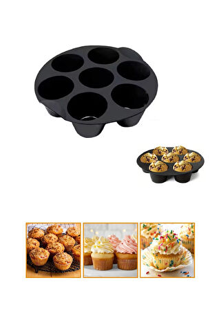 Airfryer Silikon Mini Muffin Yapışmaz Cupcake, Brownies, Pasta Kek Kalıbı