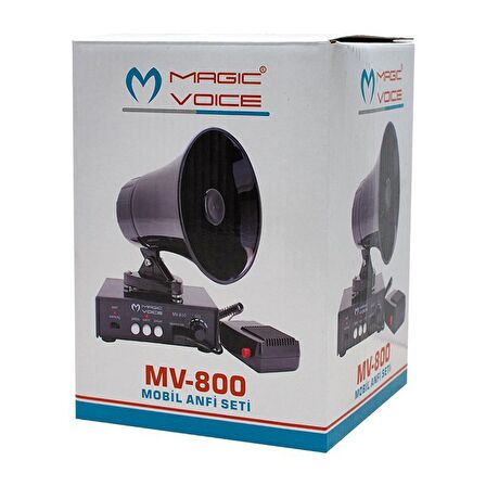 MAGIC VOICE MV-800 KAYIT SİREN MİNİ PAZARCI ANFİ SETİ MIKNATISLI  (ANFİ+HOPARLÖR+MİKROFON)