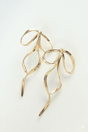Pirinç Gold Renk Fiyonk Küpe - TJ-BKP8831