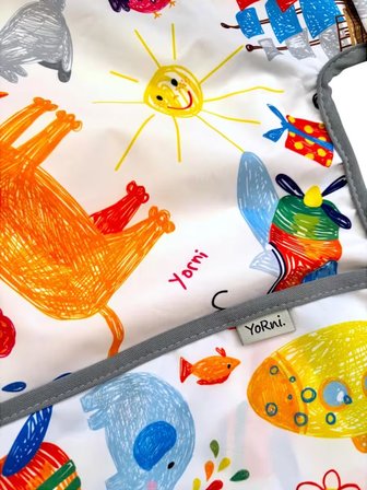 Yorni 6-24AY Jungle, Sıvı Geçirmez, Cepli, Makinede Yıkanabilir, Uzun Kollu Bebek Önlüğü