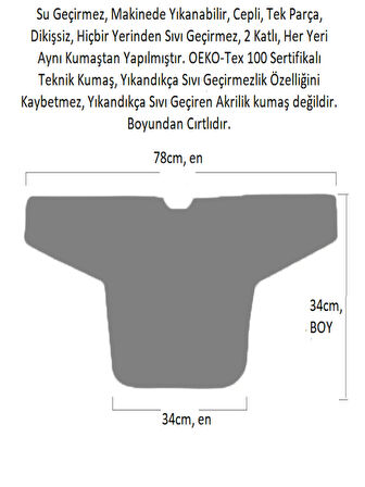 Yorni 6-24AY Jungle, Sıvı Geçirmez, Cepli, Makinede Yıkanabilir, Uzun Kollu Bebek Önlüğü