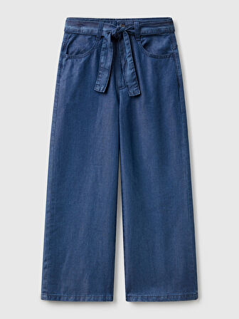 Benetton Kız Çocuk Denim Pantolon 6-14 Yaş Lacivert