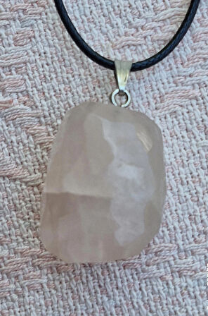 Pembe Quartz Kolye, Doğal Taş Kolye, Hediyelik, Moli Tasarım 