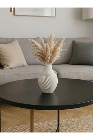 Piyatech Dekoratif Beyaz Vazo - Sarmal Vazo Modern