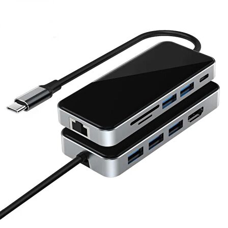 Airsky 10 in 1 Type C Çevirici Gigabit Rj45 4k Hdmi 5* Usb 3.0 