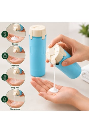 Seyahat Kiti - Makyaj Serum Diş Macunu Şampuan El Kremi Seyahat Kutusu - 4 Hazneli Seyahat Sıvı Dağıtıcı Şişe Seti