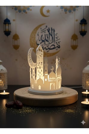 Ramazan Ayına Özel İşıklı Cami Dekoru 8X12 Cm – Led’Li Masaüstü Ramazan Süsü