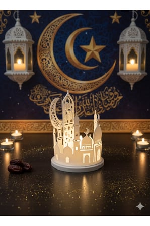 Ramazan Ayına Özel İşıklı Cami Dekoru 8X12 Cm – Led’Li Masaüstü Ramazan Süsü