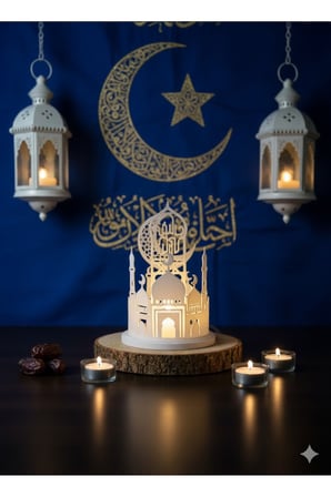 Ramazan Ayına Özel İşıklı Cami Dekoru 8X12 Cm – Led’Li Masaüstü Ramazan Süsü