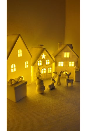 Aksesuar Dekoratif Sevimli Ev Dekor Seti Led Mumlar Dahil Gece Lambası Lütfen Ürün Açıklama Bakınız