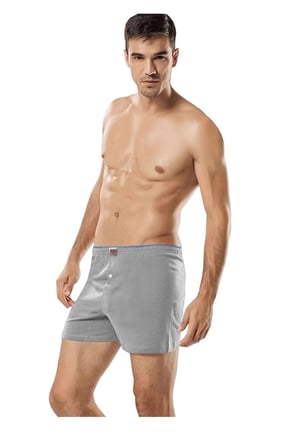 Iç Giyim Pamuklu Penye Düğmeli Erkek Boxer 6 Lı Paket