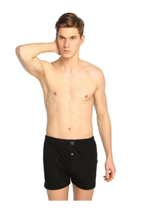 Iç Giyim Pamuklu Penye Düğmeli Erkek Boxer 6 Lı Paket