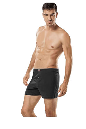 Iç Giyim Pamuklu Penye Düğmeli Erkek Boxer 6 Lı Paket