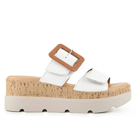 Hush Puppies Effeza 625205 Hakiki Deri Kadın Terlik Beyaz