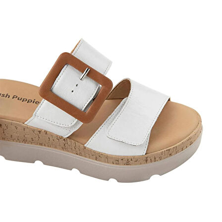 Hush Puppies Effeza 625205 Hakiki Deri Kadın Terlik Beyaz