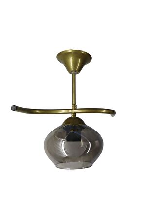 Fuji Eskitme Tekli Füme Yatsı Camlı Avize | Kaliteli Modern Metal Avize