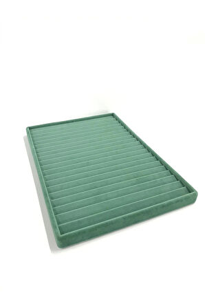 Yerli Üretim Madrid Model Süet Kumaş Yeşil Renk 34/24 Cm Kademeli Çekmece Ici Bileklik-kolye Standı