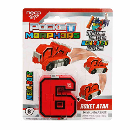 Pocket Morphers 6 Roket Atar - Roboto Dönüşen Sayılar - 6 Numara Robot - Transformers - Robot Sayı