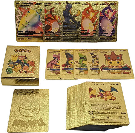 Orijinal Pokemon Kart Gold Serisi 55'li Paket - Pokemon Oyun Kartları - Pikachu Koleksiyonluk Kart