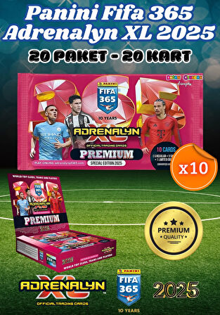 Panini Premium FIFA 365 Adrenalyn XL 2025 Oyuncu Kartı - Premium Futbolcu Kartları - 10 Paket