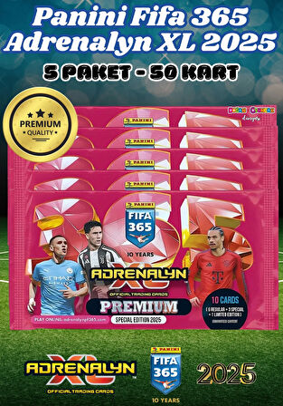 Panini Premium FIFA 365 Adrenalyn XL 2025 Oyuncu Kartı - Premium Futbolcu Kartları - 5 Paket