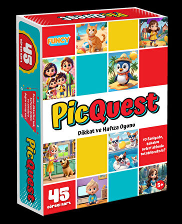 PicQuest Dikkat ve Hafıza Oyunu - Dikkat Aktivite Oyunu - Süper Hafıza Oyunu - Akıl Oyunu Zeka Oyunu - Aklında Tutma Oyunu