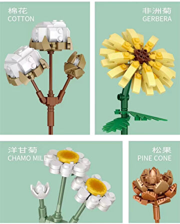Mikro Blok Sonsuz Çiçekler 2 646 Parça - Lego Setleri - Loz Mini Lego - Çiçek Lego - Loz Lego - Mikro Bloklar