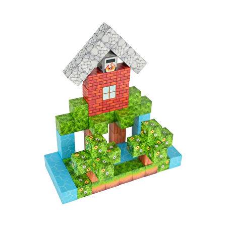 Minecraft Orman Temalı 88 Parça Manyetik Lego Minecraft Manyetik Lego Minecraft Lego Megacraft Lego Seti Megnetic Blocks