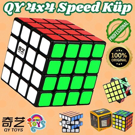 Orijinal QY 4x4 Speed Küp (Siyah) - QiYi 4x4 Küp - Akıl Küpü - Orjinal QY Speed Küp - Zeka Küpü - QY 4x4 Küp