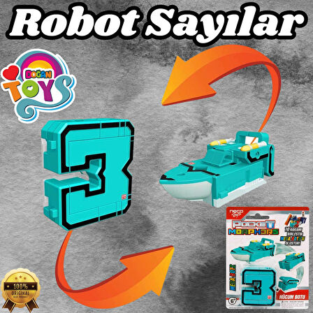 Pocket Morphers 3 Hücum Botu - Roboto Dönüşen Sayılar - 3 Numara Robot - Transformers - Robot Sayı