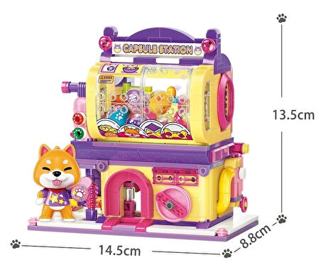 Mikro Blok Shiba Inu Gashapon Machine Kapsül Oyuncak Dükkanı 435 Parça - Lego Setleri - Keeppley Mini Lego - Keeppley Lego - Mikro Bloklar