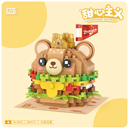 Mikro Blok Burger Pasta 260 Parça - Lego Setleri - Loz Mini Lego - Pasta Lego - Loz Lego - Mikro Bloklar